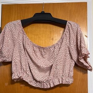 SHEIN Pink and White Patterned Crop Top